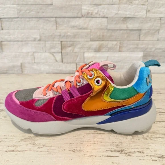 KURT GEIGER LONDON Suede Kurt Runner Sneakers Women’s SZ 38.5EU-8 US RAINBOW New - Picture 10 of 15